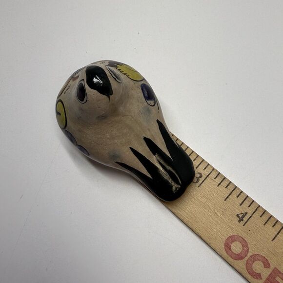 Vintage Tonala Mexico Ceramic Pottery Hand Pained Glazed Bird Signed Figurine - Picture 8 of 8